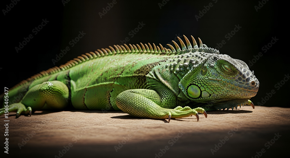 Fototapeta premium Majestic Green Iguana A Stunning Reptile Portrait