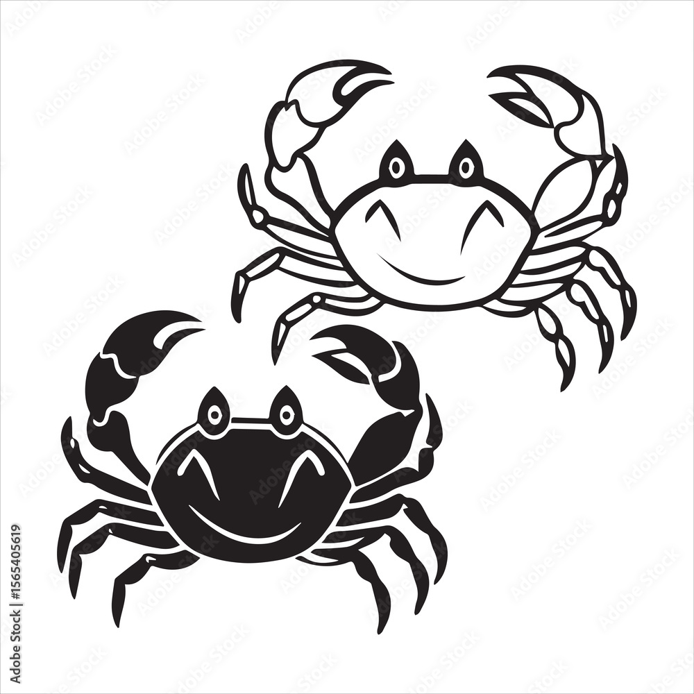 Fototapeta premium crab line art silhouette vector