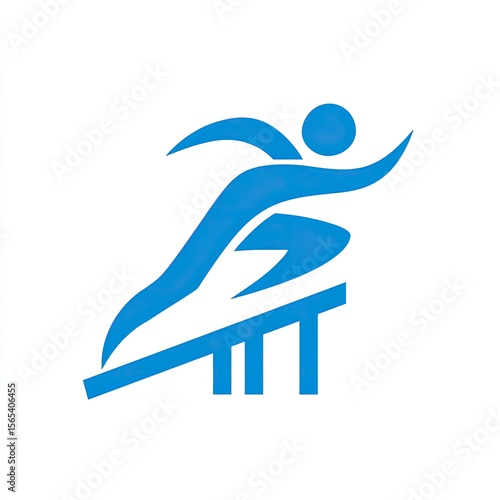 Decathlon Sport Logo Ten event symbols interlocked athlete mid-hurdle versatility in motion olympic ambition isolated on white background