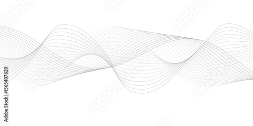 Abstract wave element for design. Digital frequency track equalizer. Stylized line art background. Vector illustration. Wave with lines created using blend tool. Curved wavy line, smooth stripe. 