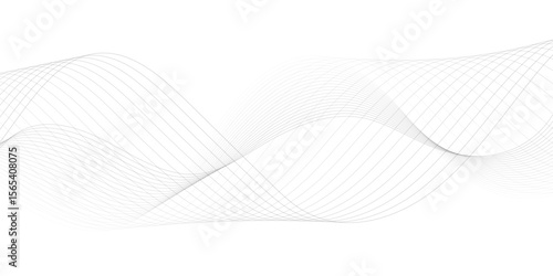 Abstract wave element for design. Digital frequency track equalizer. Stylized line art background. Vector illustration. Wave with lines created using blend tool. Curved wavy line, smooth stripe. 