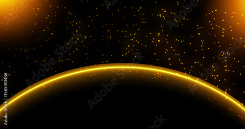 Fototapeta Naklejka Na Ścianę i Meble -  Space planet shadow background with star particles floating around in black. Awesome looking magical fantasy starry backdrop overlay bg. Majestic ethereal space galaxy celestial outer cosmos bg.