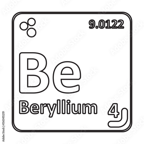 Beryllium symbol Chemical element of the periodic table.