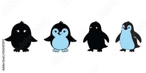 Isolated on white background, penguin vector icon child cartoon character illustration symbol graphic doodle