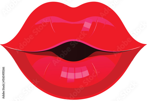 Red Lips Slightly Open Glossy Full Lips Kissing Mouth Shape glossy lips kissing lips