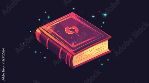 Mystical Book of Magic Flat Vector Illustration
