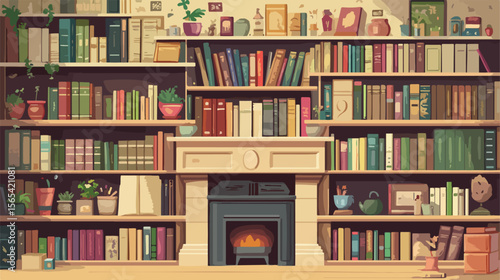 Modern Flat Vector Illustration of Books for Home Decor
