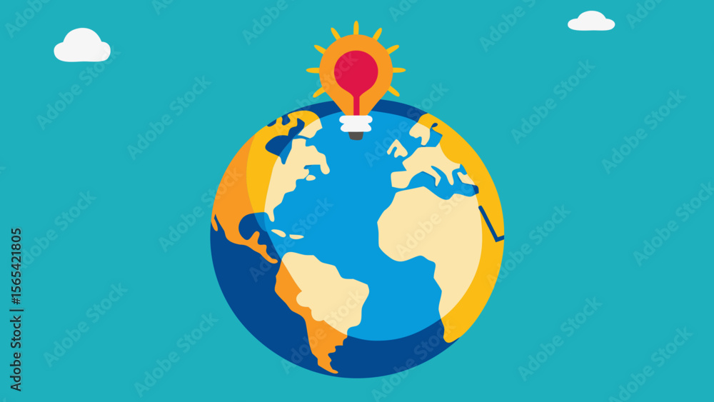Naklejka premium Global Idea Innovation Concept with Lightbulb and Earth