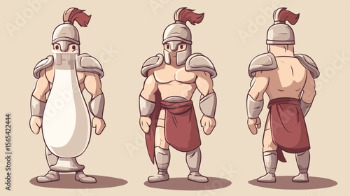 Spartan Character Cartoon Mascot Holding Bottle of Milk
