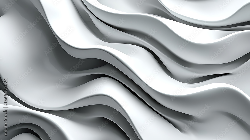 Fototapeta premium The image is a white and black abstract painting of a wave