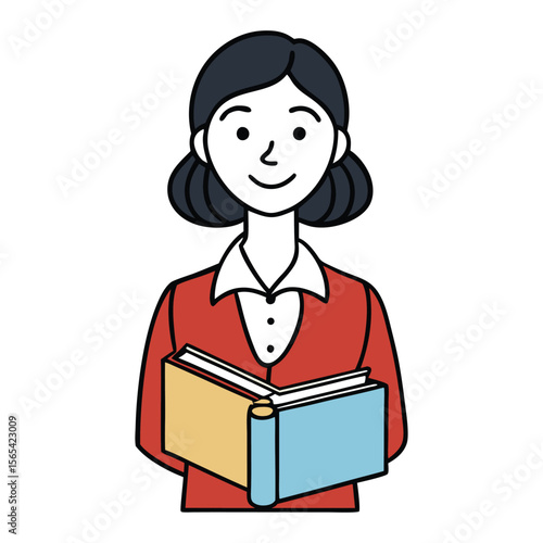 A smart, well-read woman confidently holds books, her eyes bright with curiosity and wisdom, embodying knowledge, passion, and a lifelong love for learning.
