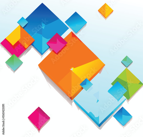 Free Download Abstract Colorful Geometric Shapes Design Bright Orange Blue Green Pink Yellow Squares Background - GFXLoad