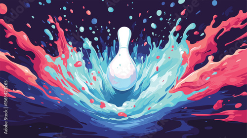 Dynamic Bowling Splash Vector Illustration for Sports Events Promotion