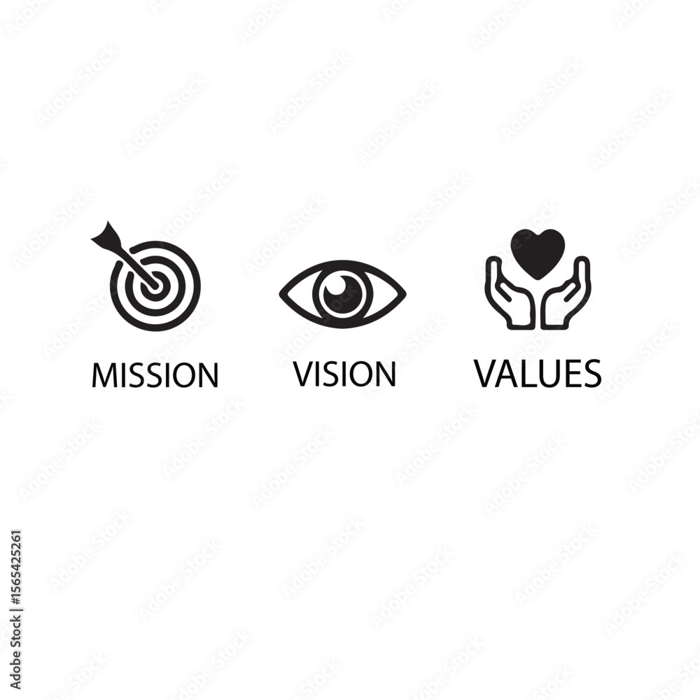 Obraz premium Company mission, vision and values icon 