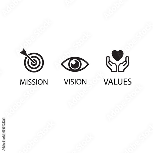 Company mission, vision and values icon 