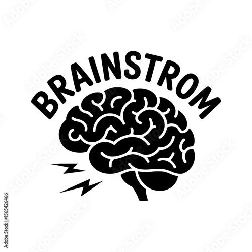 Brainstorm logo with brain icon for creative ideas, problem solving, and innovation.