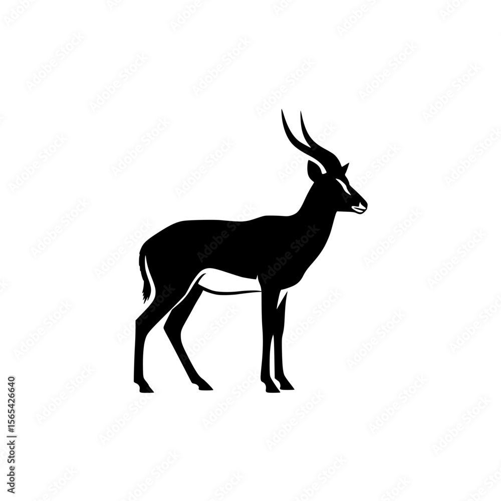 Fototapeta premium Elegant Silhouette of an Antelope Standing Proudly Against a White Background