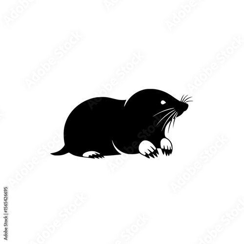 Black Silhouette of a Mole Showing its Paws and Face