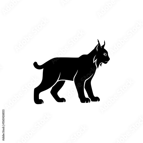 Graceful Wild Cat Silhouette Standing Proudly with Pointed Ears and Bushy Tail