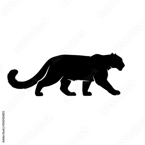 Black Panther Silhouette Walking Forward With Tail Extended
