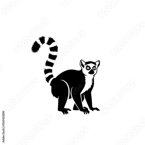 Ring Tailed Lemur Silhouette With Stripy Tail Animal Wildlife