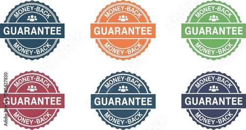 Money back guarantee vector seals and badges for business assurance concept