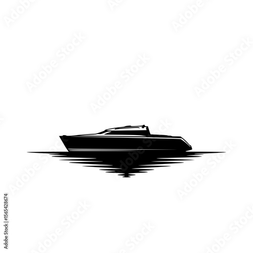 Sleek Motor Yacht Silhouette Cutting Through Textured Rippling Water