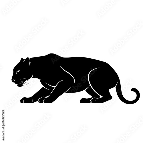 A Majestic Black Panther Silhouette Ready to Pounce in a Dynamic Pose