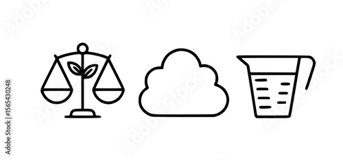 Balance scale with leaves cloud and measuring beaker science