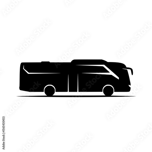 Modern Passenger Coach Silhouette Showing Side View Detailed Exterior Design and Transportation Vehicle