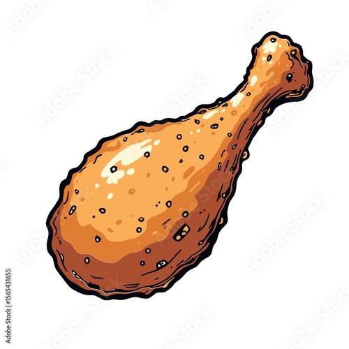 Fried chicken drumstick crispy and golden style illustration for fast food branding and menu