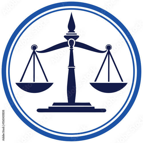 Scales of Justice Icon Dark Blue and Light Blue Circular Emblem legal balance