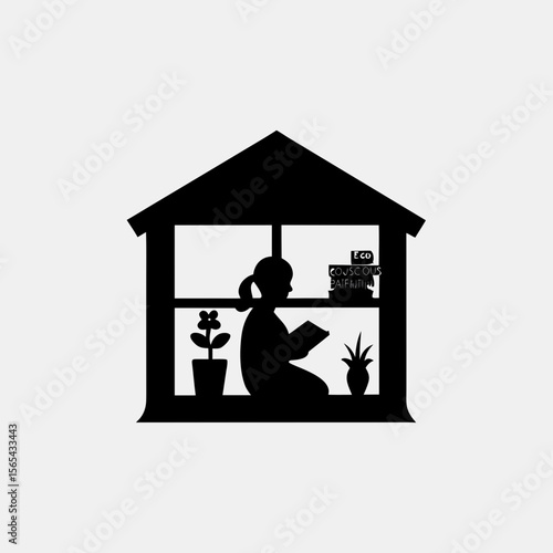 girl reading in the house