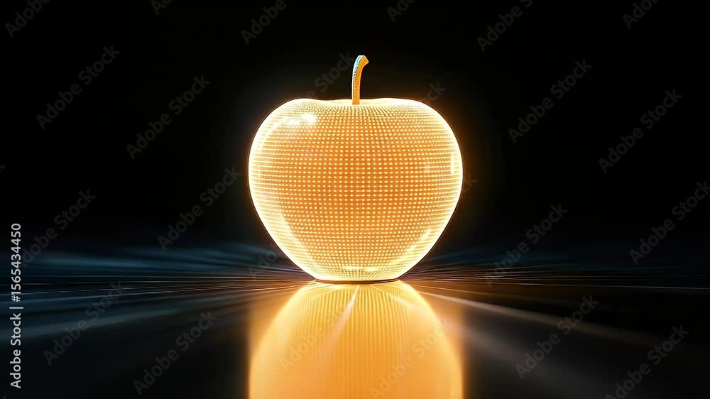 custom made wallpaper toronto digitalA glowing, holographic apple stands prominently against a dark background, reflecting light beautifully