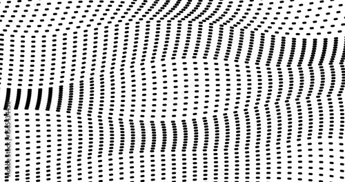 Black Abstract undulating lines of Black Dots Distortion deformation effect Curvy on Empty Background