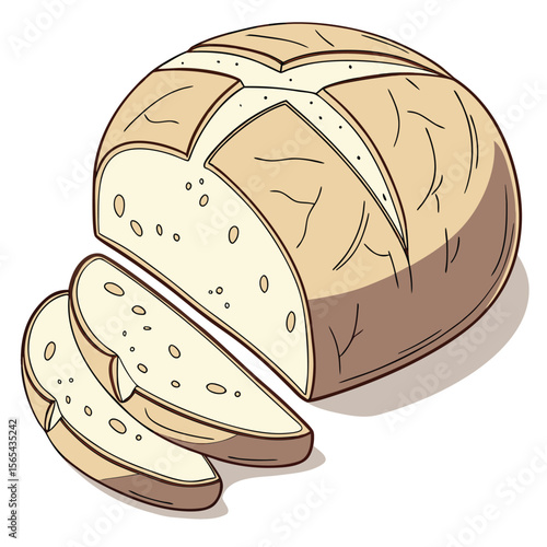 Freshly baked brown loaf of bread vector illustration for bakery breakfast