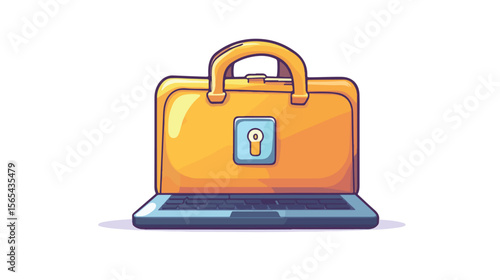 Professional Briefcase with Laptop Mascot Cartoon Vector