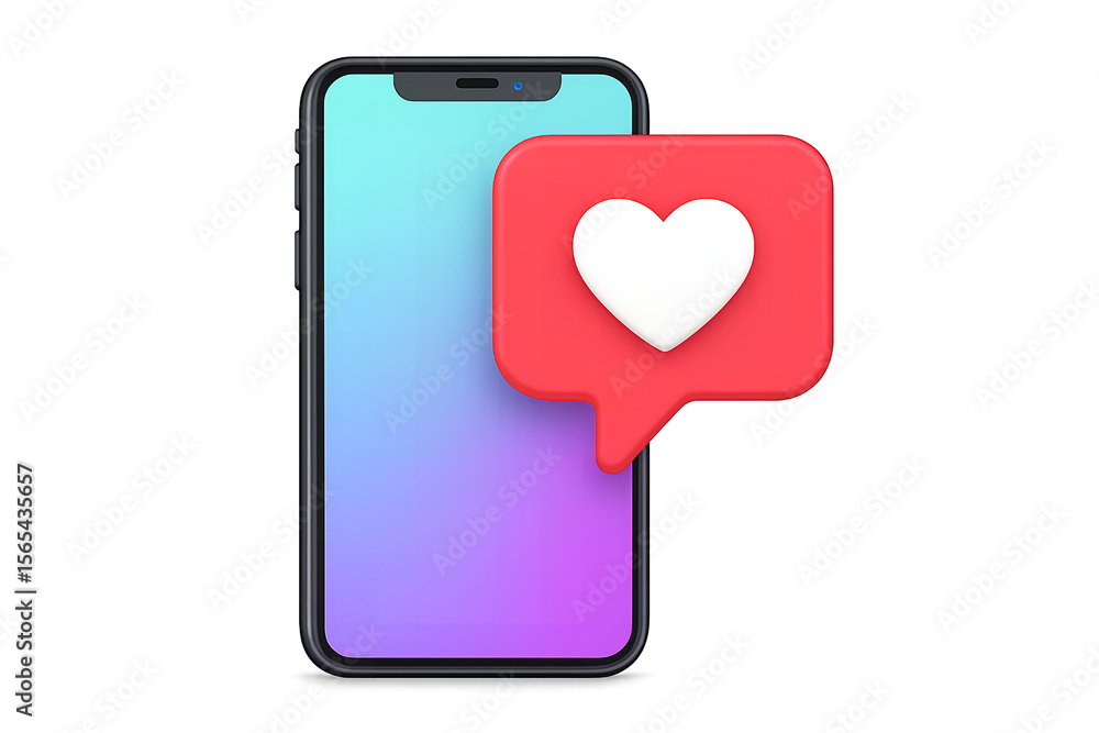 mobile phone with red heart mobile phone with red heart