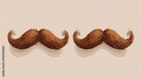 Classic Flat Vector Illustration of Brown Mustache