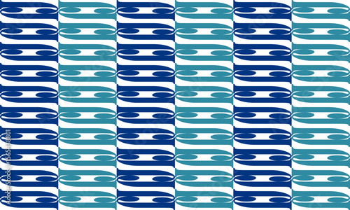 Blue and green vintage wall block, seamless pattern with blue squares block arrange as wall design for fabric printing or wallpaper or background, vertical strip