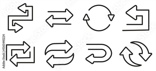 Reversal and Exchange Icons, Classic Line Series, isolated on white background, vector illustration.