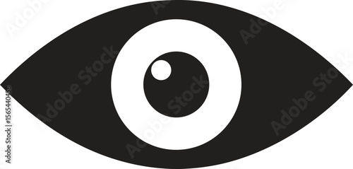 Simple Black and White Eye Icon or Logo Design Element