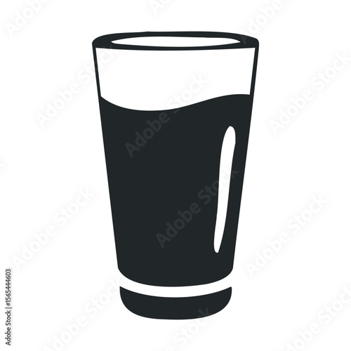Minimalist glass of milk icon with bold black and white silhouette style