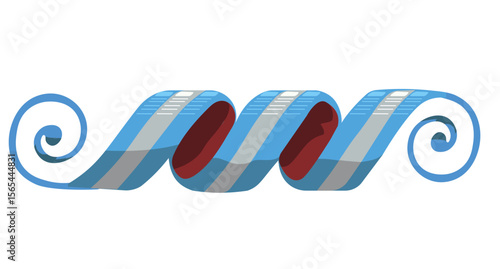 Scroll Ribbon with Argentinian Colors – Fileteado Style. Elegant ribbon scroll inspired by fileteado porteño, using Argentinian national colors. Ideal for flyers, banners and cultural designs.