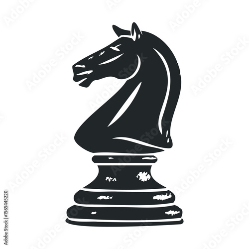 Black knight chess piece icon in vintage style