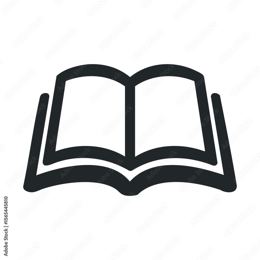 Simple open book icon illustration in black and white Simple open book icon illustration in black and white