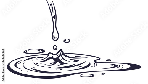 Water drop falling illustration liquid splash drawing puddle vector design graphic element art 100 char