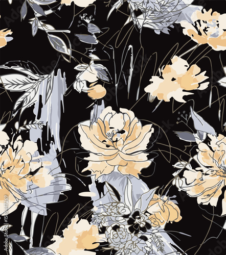  seamless watercolor pattern background. Leave vector illustration. Watercolor print in rustic vintage style, textile or wallpapers.