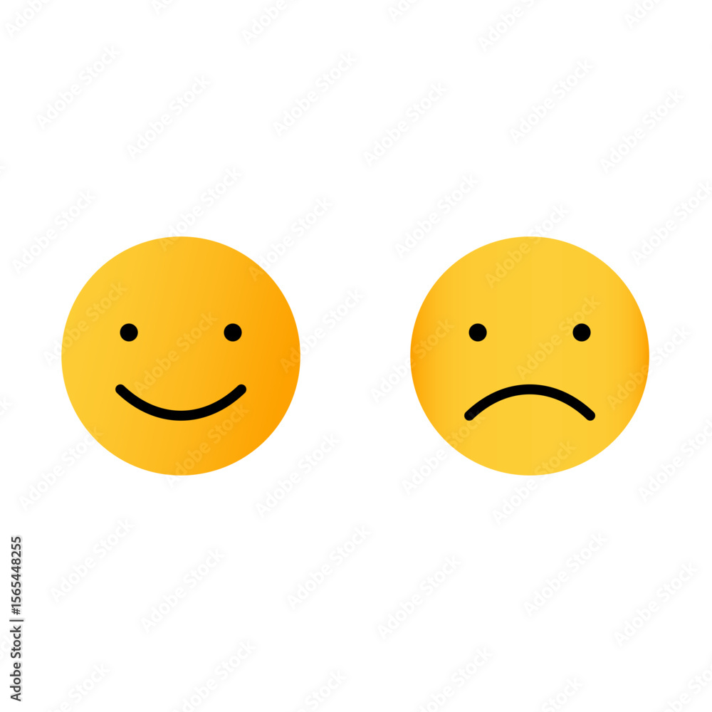 Happy and Sad Emoticons Vector Icons. Happy and Sad Emoticons Vector Icons.