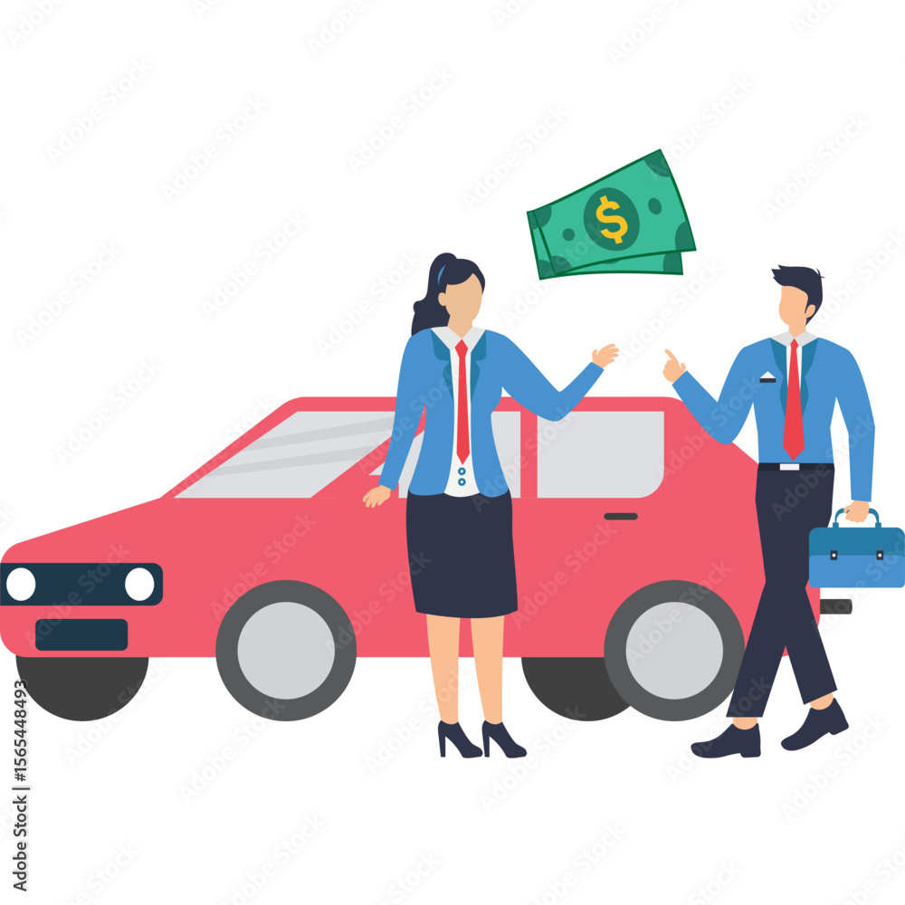 Obraz premium Karz Par Gari Car Leasing Business Illustration